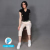 شلوار کتان زنانه مام استایل کمرکش رنگ شیری کد 11826 - Image 2
