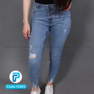 شلوار لی (جین) زنانه اسکینی رنگ آبی روشن کد 12203