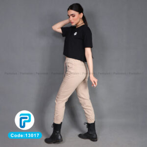 شلوار اسلش کتان زنانه رنگ کرم کد 13017