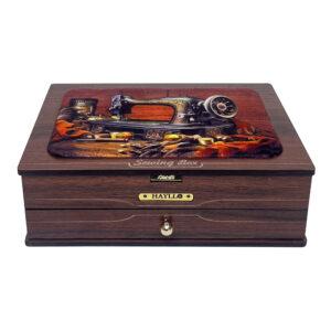 جعبه جا نخ سوزن ام دی اف مدل ارکیده گردویی تیره