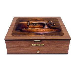 جعبه جا نخ سوزن ام دی اف مدل ارکیده گردویی روشن