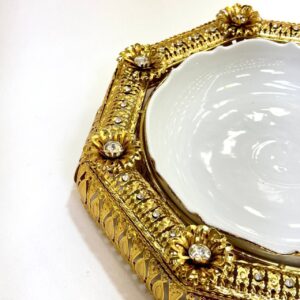 دیس پذیرایی نگین دار طلایی 8ضلعی بزرگ اماراتی 1751