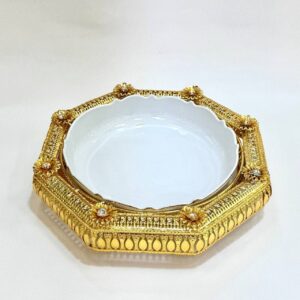 دیس پذیرایی نگین دار طلایی 8ضلعی متوسط اماراتی 1750