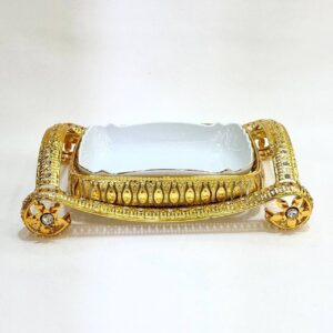 دیس پذیرایی نگین دار طلایی مستطیل متوسط اماراتی 1754