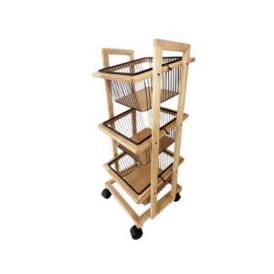 سبد سیب زمینی پیاز سه طبقه مدل شیبدار چوبی طرح ایکیا 1530