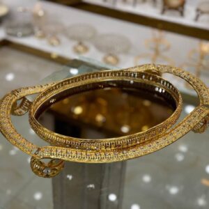 سینی نگین دار طلایی کالسکه ای اماراتی 1353