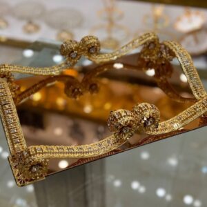 سینی نگین دار طلایی کالسکه ای اماراتی 1359