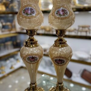 ست ساعت و شمعدان گلدار طلایی 9019