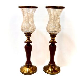 ست ساعت و شمعدان چوبی فلزی آنتیک 1430/1403