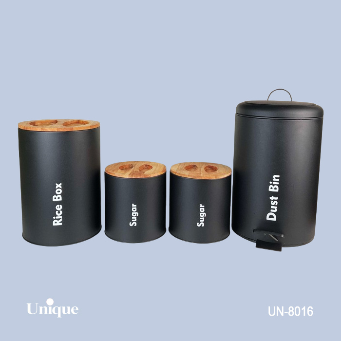 ست 4پارچه مشکی مات درب بامبو یونیک کد UN-8016